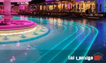 رعایت نکات نورپردازی آبنما سنگی