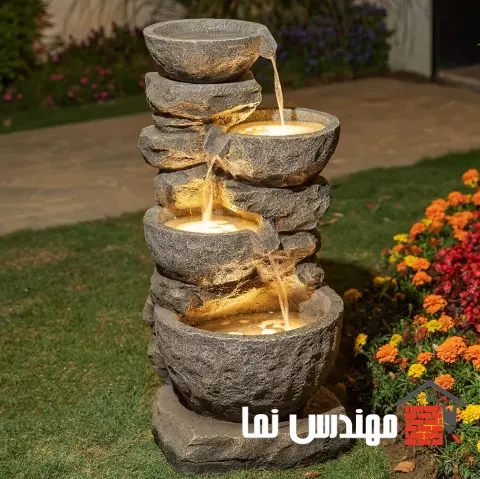 آبنما سنگی با ترکیب نور، سنگ و آب | مهندس نما